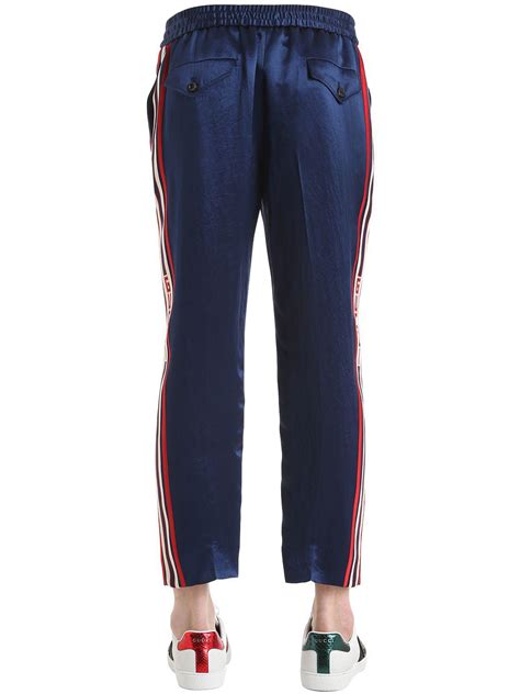 pantaloni gucci blu loghi rossi|Pantaloni Gucci donna .